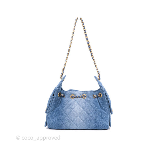 Chanel 25 Mini Washed Denim Aged Gold Hardware