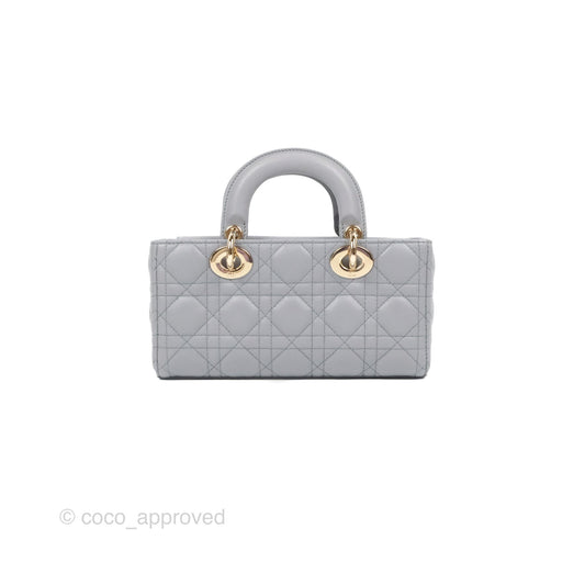 Dior Small Lady D-Joy Bag Grey Lambskin Cannage Gold Hardware