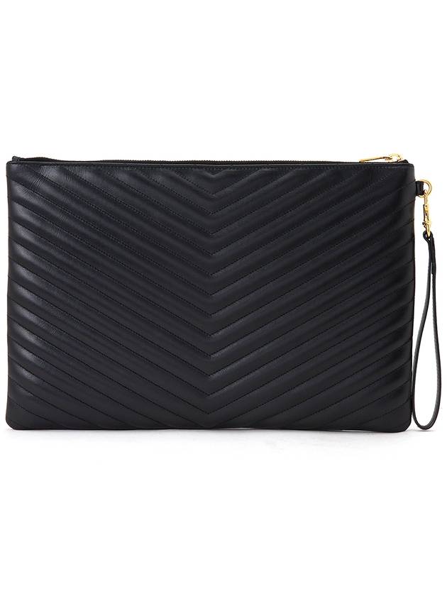 Luxury Saint Laurent Matelasse Leather Document Holder Black