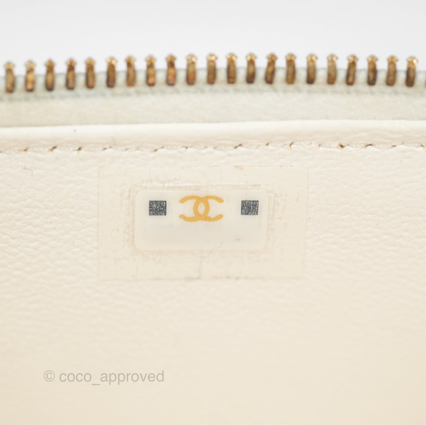 Chanel Quilted Heart Crush Mini Vanity With Chain White Caviar Aged Gold Hardware