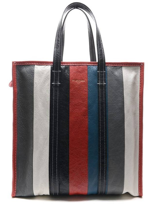 Luxury Balenciaga Bazar Striped Medium Tote Bag