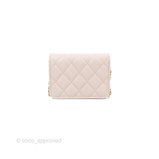 Chanel Miss Coco Clutch With Chain Quilted Lilac Pink Caviar Gold Hardware