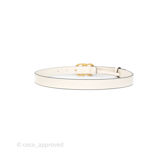 Christian Dior Saddle Belt Ivory White Calfskin Gold Hardware 20mm Size 70