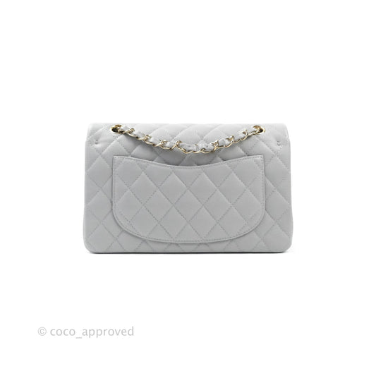 Chanel Classic Small S/M Flap Grey Caviar Gold Hardware