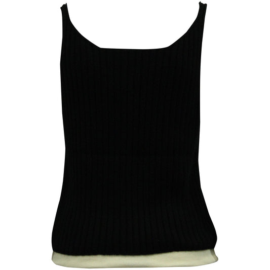 Luxury Bottega Veneta Ribbed Tank Vest in Black Cashmere