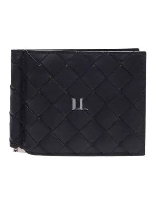 Luxury Bottega Veneta Intrecciato Money Clip Half Wallet Dark Brown