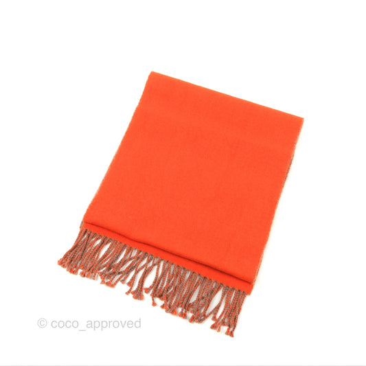 Hermes Cashmere Casaque Chevron Muffler Orange/Grey