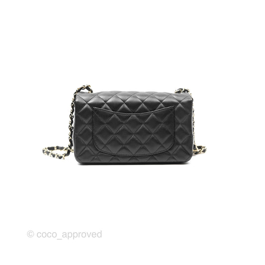 Chanel Mini Rectangular Quilted Black Lambskin Gold Hardware