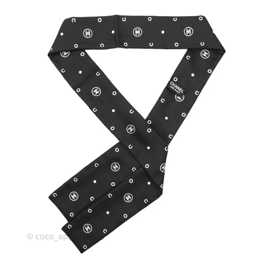 Chanel CC Silk Twilly in Black & White