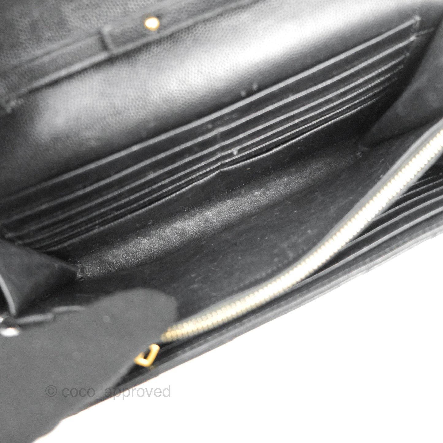 Saint Laurent Wallet on Chain WOC Black Grained Leather Gold Hardware