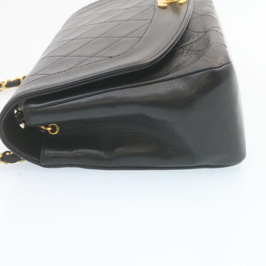 Luxury Chanel Chain Turn Lock Diana Matelasse Shoulder Bag Lamb Skin Black 28282A