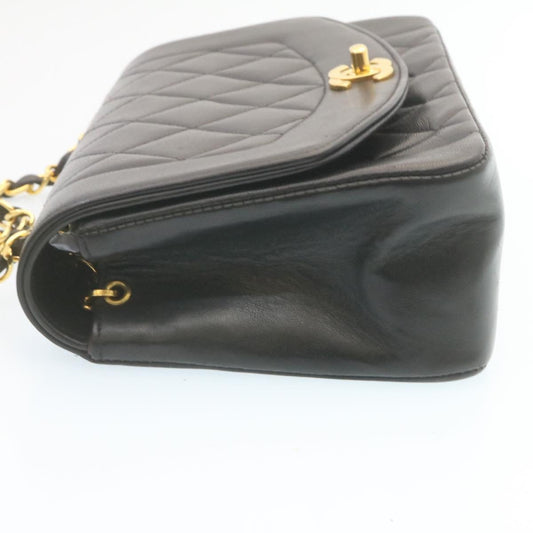 Luxury Chanel Chain Turn Lock Diana Matelasse Shoulder Bag Lamb Skin Black 28643A