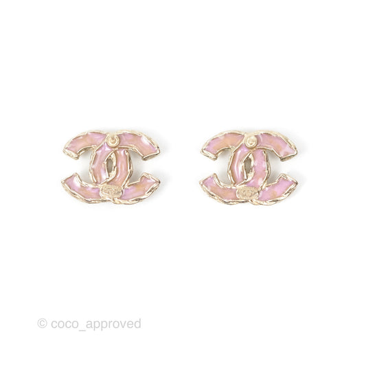 Chanel Pearl CC Earrings Gold Tone 12P