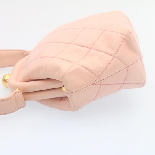 Luxury Chanel Matelasse Hand Bag Lamb Skin Pink CC 29107A