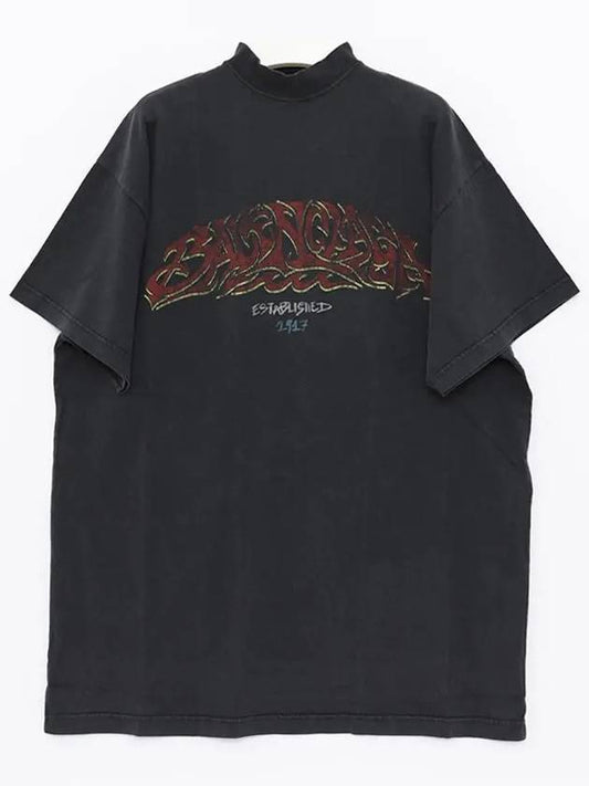 Luxury Balenciaga Offshore Oversized Short Sleeve T-Shirt Black Faded
