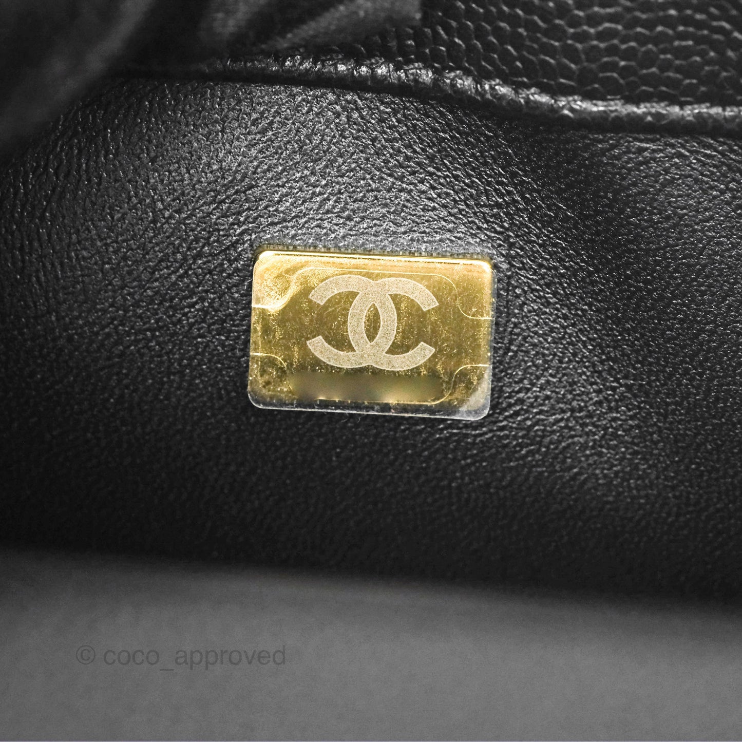 Chanel Large Flap Bag Heart Adjustable Chain Black Caviar Aged Gold Hardware