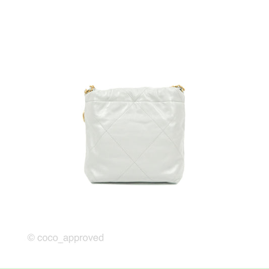 Chanel 22 Mini Bag Light Blue Grey Shiny Calfskin