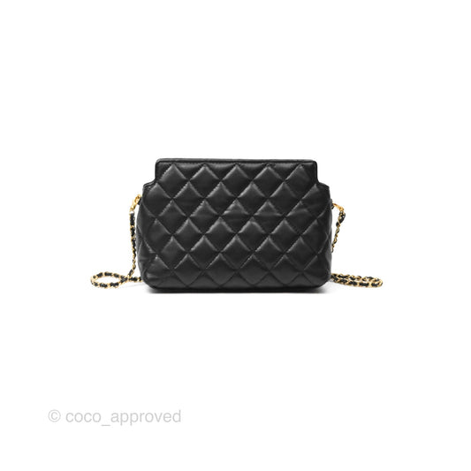 Chanel Clutch With Chain Black Lambskin Gold Hardware 23A