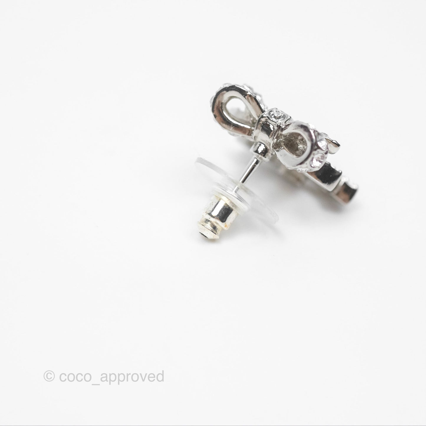 Chanel Crystal Ribbon Bow CC Earrings 24V