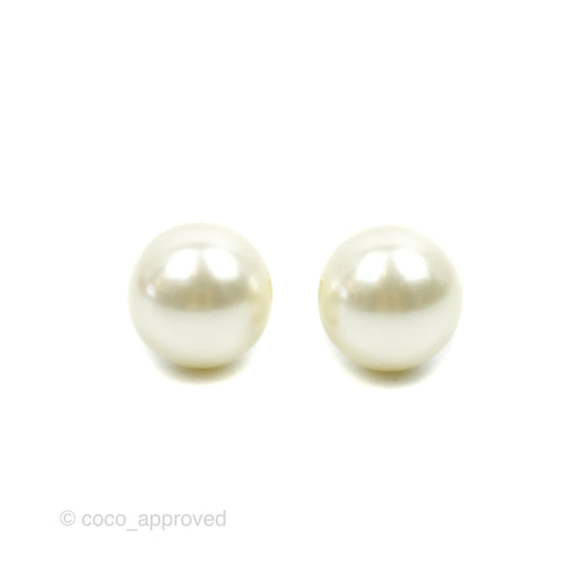 Christian Dior Tribales Pearl Earrings Gold Tone