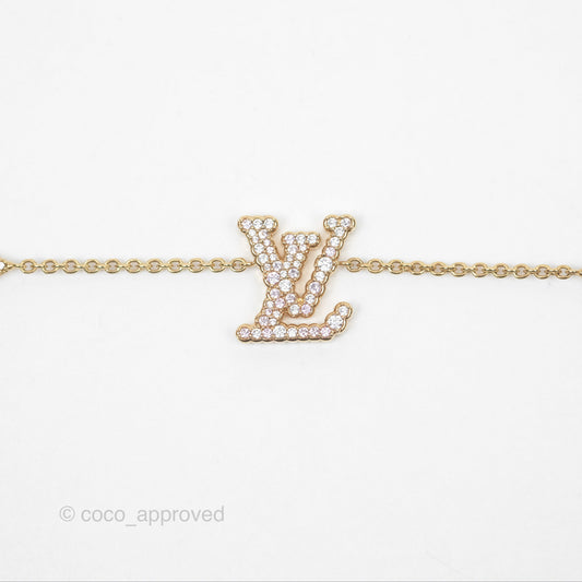 Louis Vuitton Iconic Tresor Necklace White/Pink Crystals Gold Tone