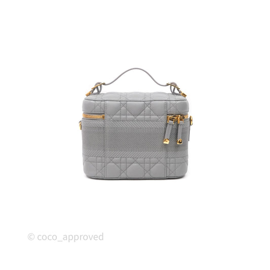 Christian Dior Small Diortravel Vanity Case Grey Lambskin Cannage