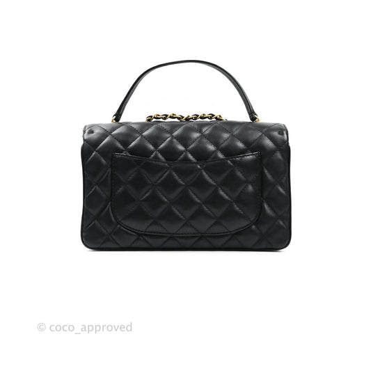 Chanel Coco Vintage Flap Bag Black Lambskin Aged Gold Hardware