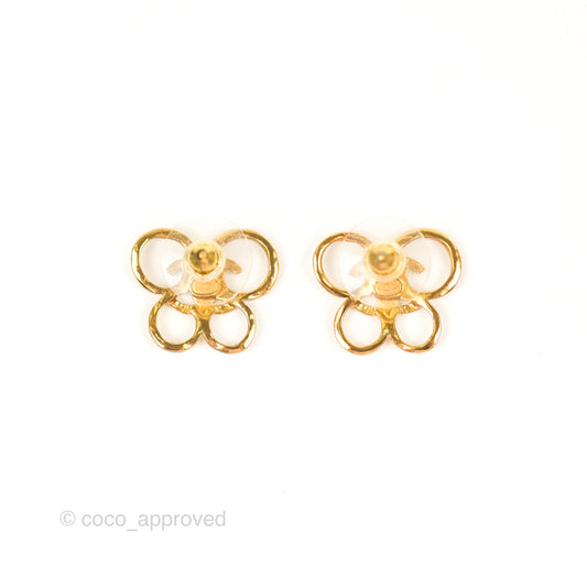 Chanel CC Butterfly Earrings Gold Tone 22S