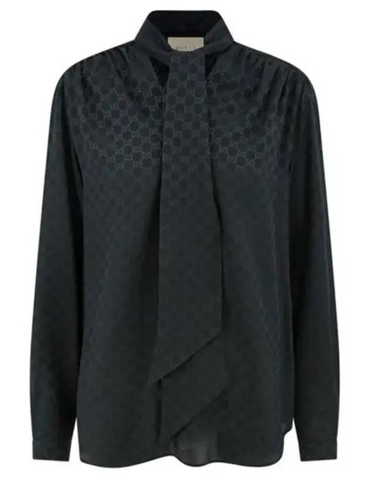 Luxury Gucci Trending 2025 GG Silk Blouse Black