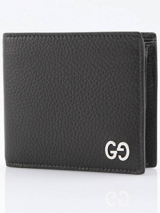 Luxury Gucci Trending 2025 GG Metal Logo Half Wallet Black