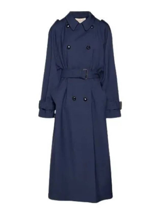 Luxury Gucci Trending 2025 Double Breasted Wool Trench Coat Blue