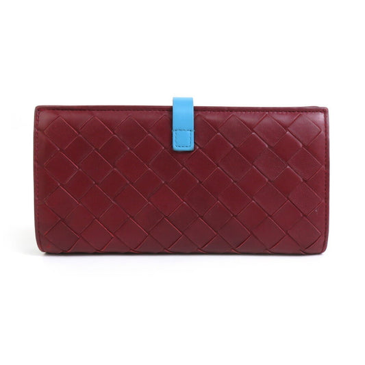 Luxury Bottega Veneta blue Leather Long Wallet (Bi-Fold) ()