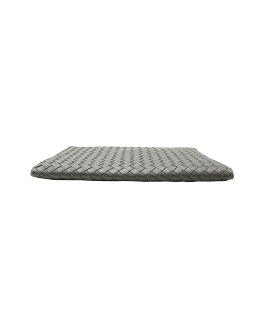 Luxury Bottega Veneta Intrecciato Pouch in Grey Leather
