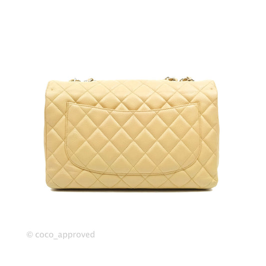 Chanel Jumbo Single Flap Beige Caviar Silver Hardware