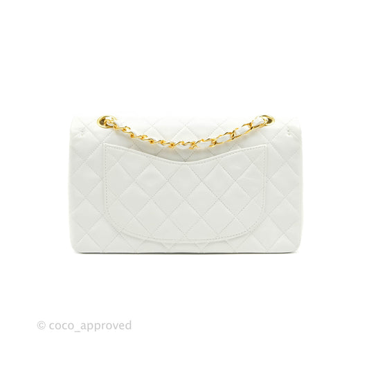 Chanel Classic Vintage Small S/M Flap White Lambskin 24K Gold Hardware