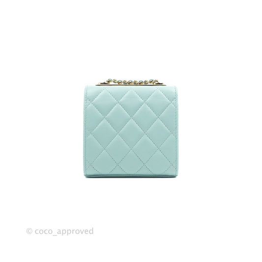 Chanel Mini Quilted Trendy CC Clutch With Chain Tiffany Blue Lambskin Gold Hardware