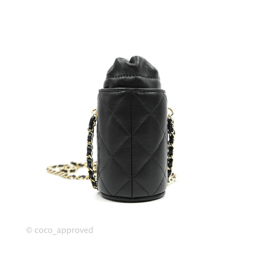 Chanel Mini Bucket With Chain Black Lambskin Gold Hardware 21A