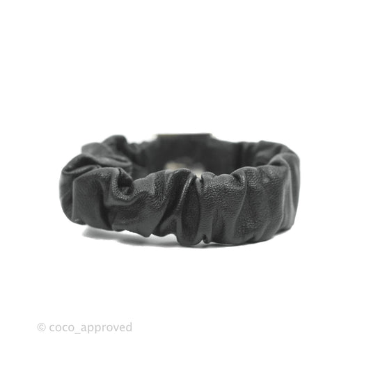 Chanel CC Black Leather Hair Accessory Silver Hardware 21B