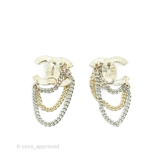 Chanel Crystal CC Chain Pendant Earrings 21B