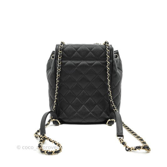 Chanel Quilted Black Caviar Duma Backpack Bag Gold Hardware 20C
