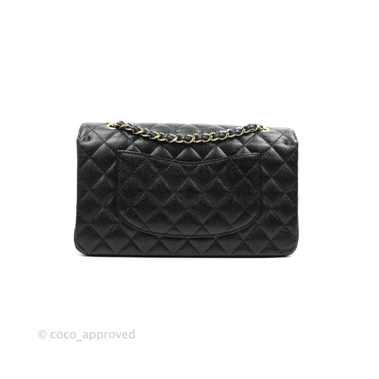 Chanel Classic M/L Medium Double Flap Black Caviar Gold Hardware