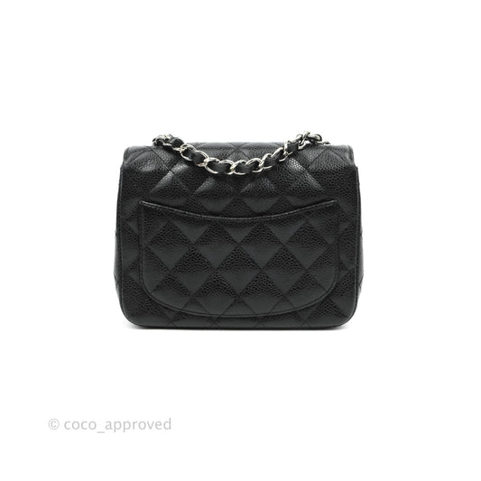 Chanel Mini Square Quilted Black Caviar Silver Hardware
