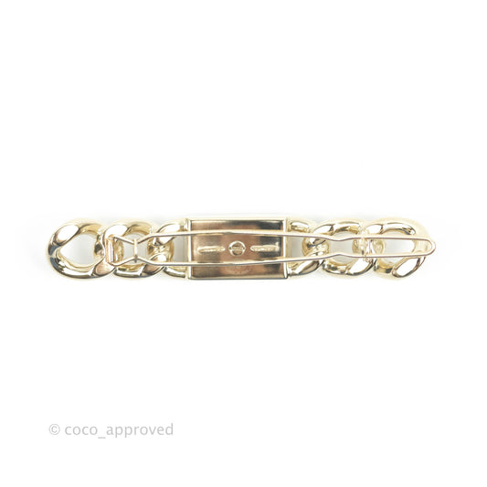 Chanel Crystal Chain CC Hair Clip Barrette Gold 21C