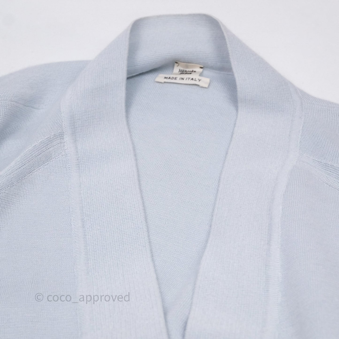 Hermès V-Neck Cardigans Silk/ Cashmere Baby Blue Size 34