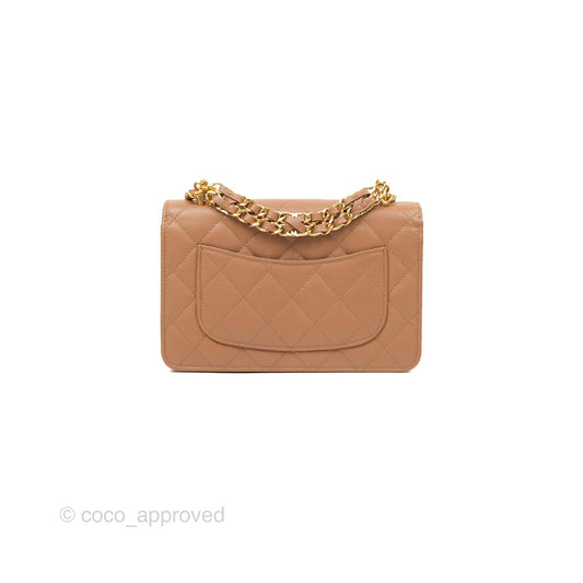 Chanel Coco First Wallet On Chain WOC Dark Beige Caviar Gold Hardware 22K