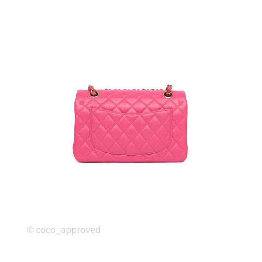 Chanel Small Classic Flap Quilted Hot Pink Caviar Gold Hardware