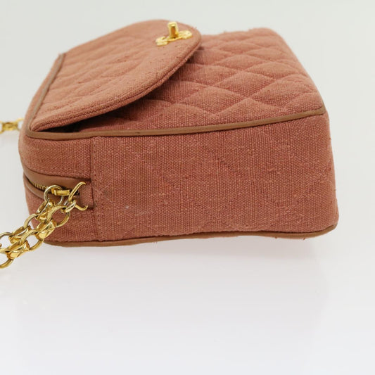 Luxury Chanel Diana Turn Lock Chain Shoulder Bag Linen Fringe Pink CC 30153A