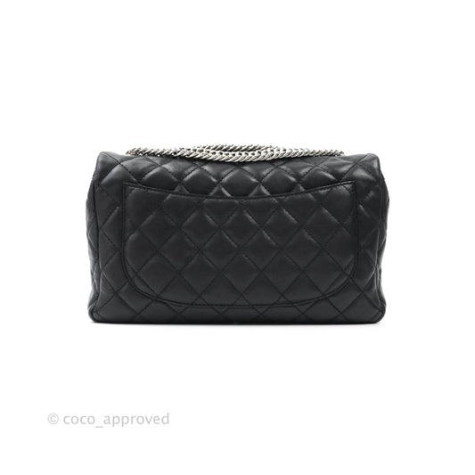 Chanel Quilted Calfskin Black Flap Bag Silver Hardware