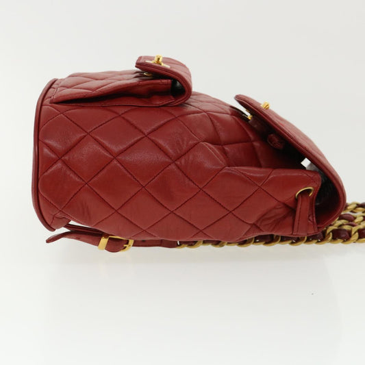 Luxury Chanel Matelasse Chain Hand Bag Lamb Skin Red CC 31892A