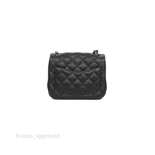 Chanel Mini Square Quilted Black Caviar Gold Hardware